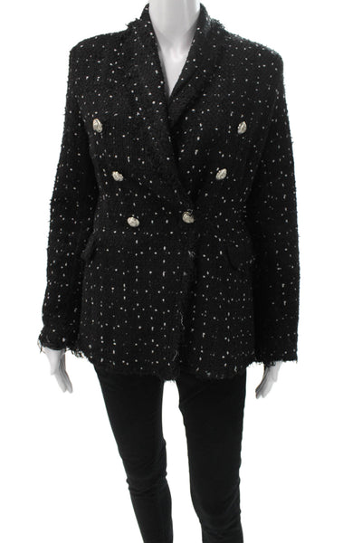 Lioness Womens Black Polka Dot Polyester Designer Blazer Long Sleeve Size M