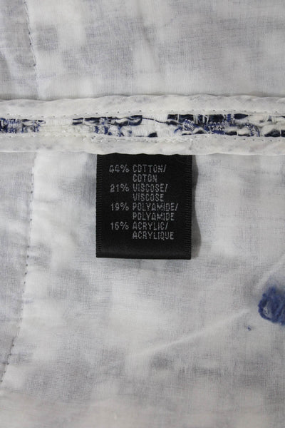 Lafayette 148 New York Women White Checked Collared 3/4 Sleeve Blazer Size 12