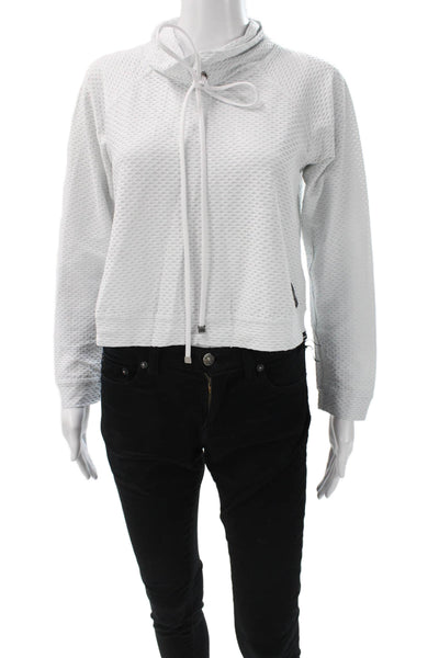 Koral Women White Pullover Sweatshirt High Neck Long Sleeve Geometric Size M