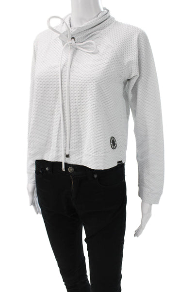 Koral Women White Pullover Sweatshirt High Neck Long Sleeve Geometric Size M