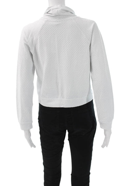 Koral Women White Pullover Sweatshirt High Neck Long Sleeve Geometric Size M