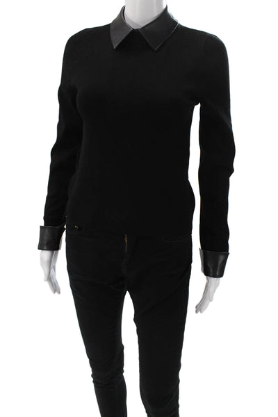 Alice + Olivia Unisex Collared Black Pullover Zip Long Sleeve Size M
