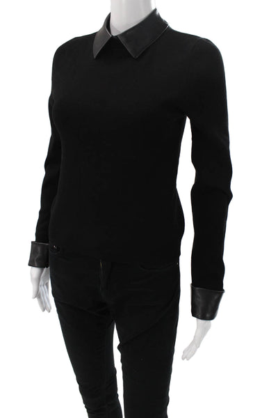 Alice + Olivia Unisex Collared Black Pullover Zip Long Sleeve Size M