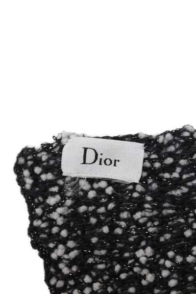 Dior Womens Textured Rectangular Neck Scarf Black Size 82X13"