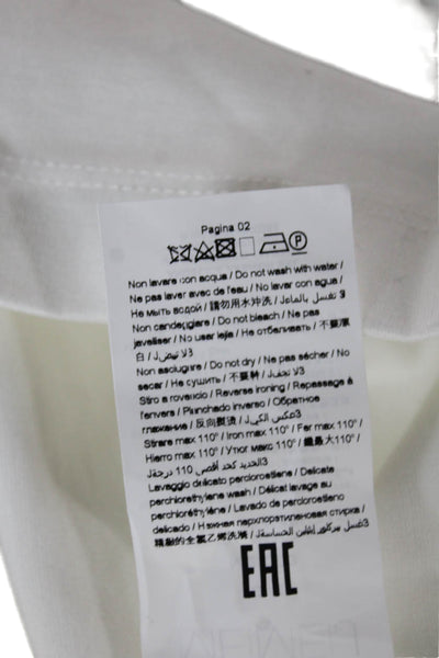 Meimeij Women Designer White Crew Neck Zip Short Sleeve T-Shirt Size 42