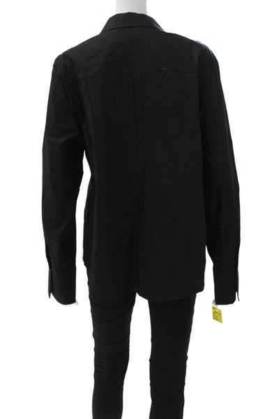 Renuar Womens Basic Collared Button-Up Long Sleeve Black Top Size XL