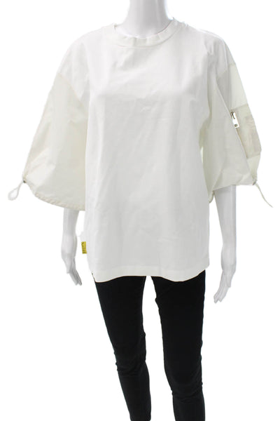 Meimeij Womens White Crew Neck Short Sleeve T-Shirt Viscose Size 44