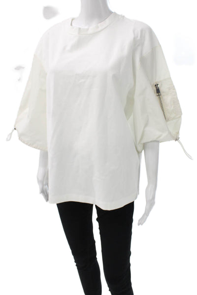 Meimeij Womens White Crew Neck Short Sleeve T-Shirt Viscose Size 44