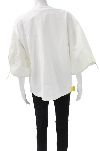Meimeij Womens White Crew Neck Short Sleeve T-Shirt Viscose Size 44