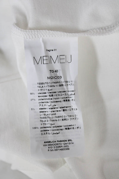 Meimeij Womens White Crew Neck Short Sleeve T-Shirt Viscose Size 44