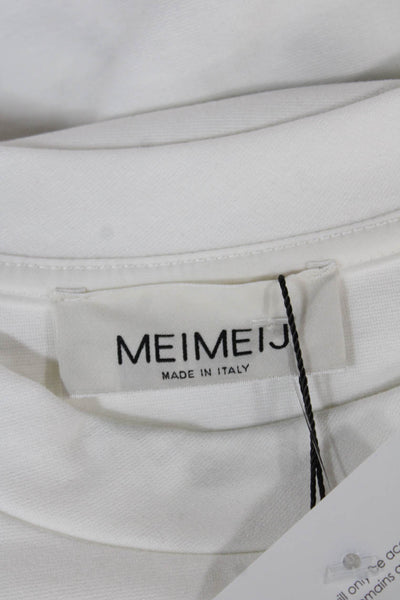 Meimeij Womens White Crew Neck Short Sleeve T-Shirt Viscose Size 44
