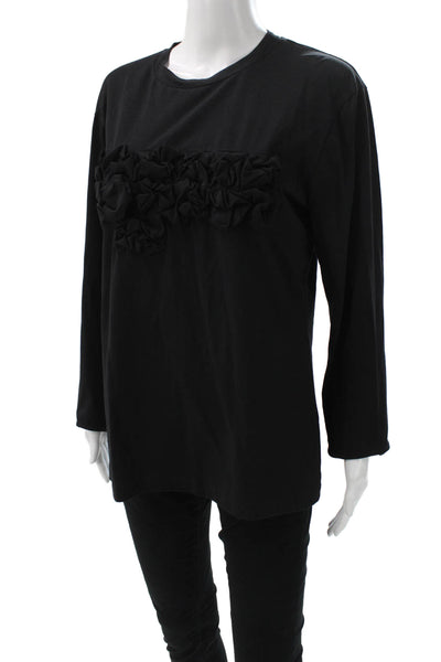 Meimeij Womens Tunic T-Shirt Black Long Sleeve Crew Neck Cotton Size 44