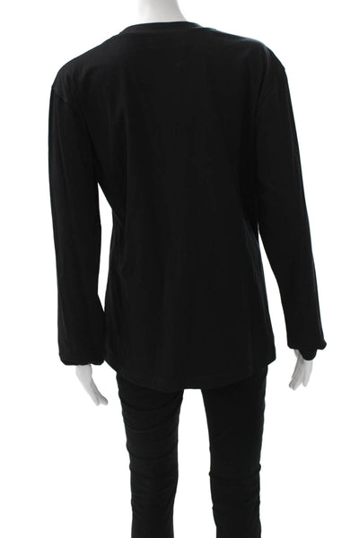 Meimeij Women Jersey Tunic Black Linen Crew Neck Long Sleeve Size 38