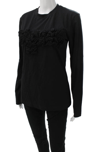 Meimeij Womens Basic Black Crewneck Longsleeve Tee Cotton Size 38