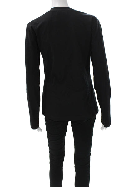 Meimeij Womens Basic Black Crewneck Longsleeve Tee Cotton Size 38