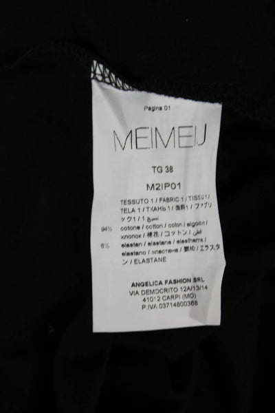 Meimeij Womens Basic Black Crewneck Longsleeve Tee Cotton Size 38