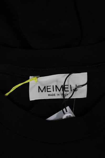 Meimeij Womens Basic Black Crewneck Longsleeve Tee Cotton Size 38