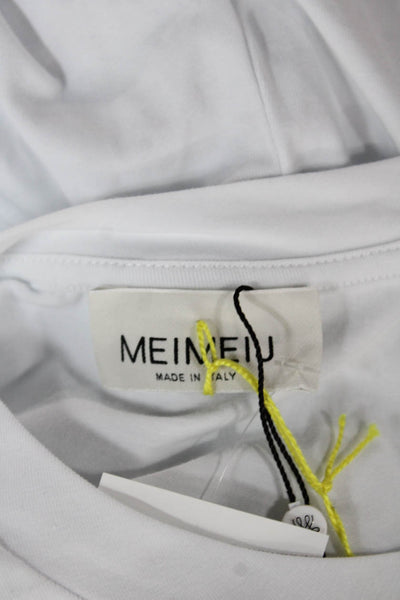 Meimeij Women Designer White Crew Neck Long Sleeve T-Shirt Size 40