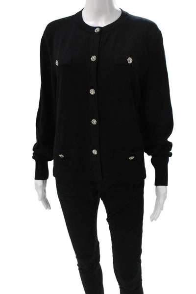 Aldo Martins Unisex Cardigan Black Crew Neck Button Size 2XL