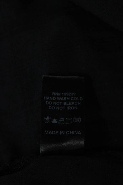 Pomander Place Women Kaftan Maxi Dress Black V-Neck Cotton Knee Size M