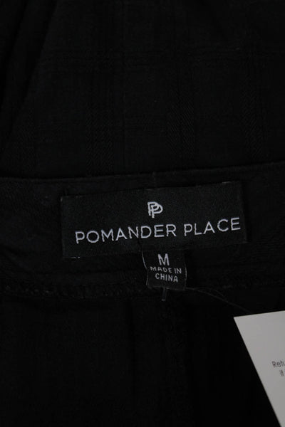 Pomander Place Women Kaftan Maxi Dress Black V-Neck Cotton Knee Size M