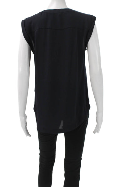 J Crew Womens Sleeveless Round Neck Button Up Basic Blouse Black Size 6