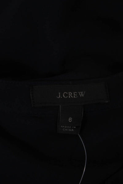 J Crew Womens Sleeveless Round Neck Button Up Basic Blouse Black Size 6