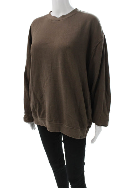 Set Unisex Pullover Sweatshirt Brown 100% Cotton Crew Neck Long Sleeve Size XL