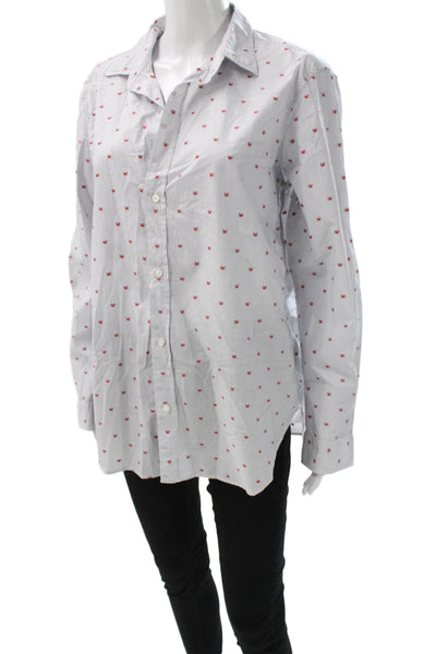 Frank & Eileen Women Light Blue Striped Button-Up Long Sleeve Shirt Size L