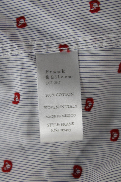 Frank & Eileen Women Light Blue Striped Button-Up Long Sleeve Shirt Size L