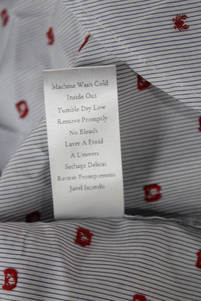 Frank & Eileen Women Light Blue Striped Button-Up Long Sleeve Shirt Size L