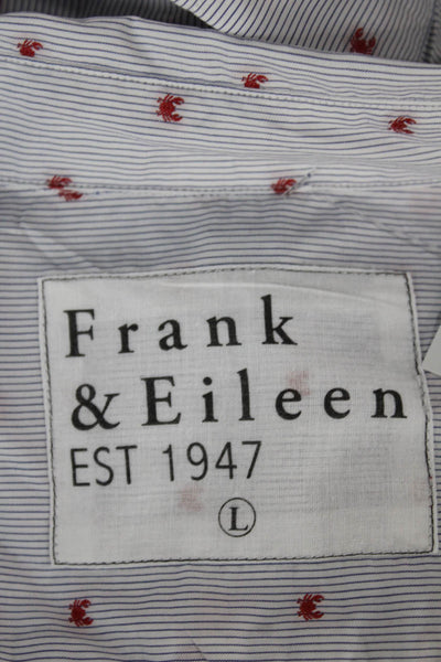Frank & Eileen Women Light Blue Striped Button-Up Long Sleeve Shirt Size L