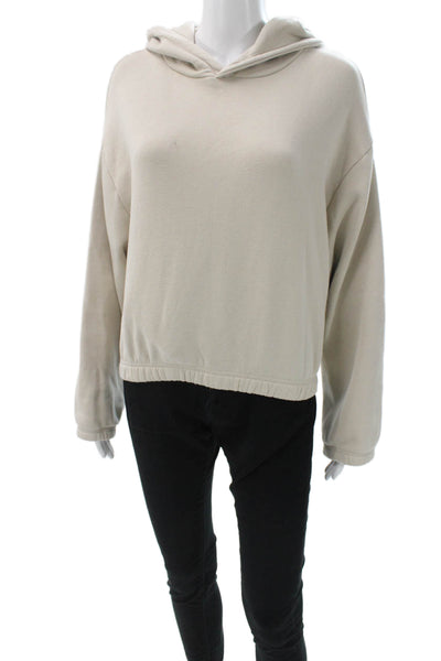 Zara Womens Beige Cotton Blend Pullover Hoodie Long Sleeve Size M