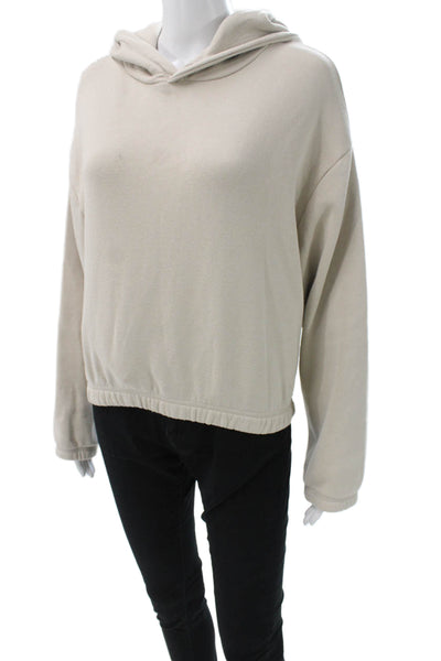 Zara Womens Beige Cotton Blend Pullover Hoodie Long Sleeve Size M