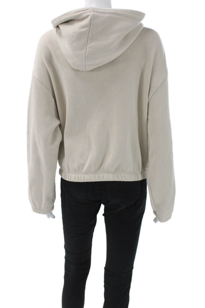Zara Womens Beige Cotton Blend Pullover Hoodie Long Sleeve Size M