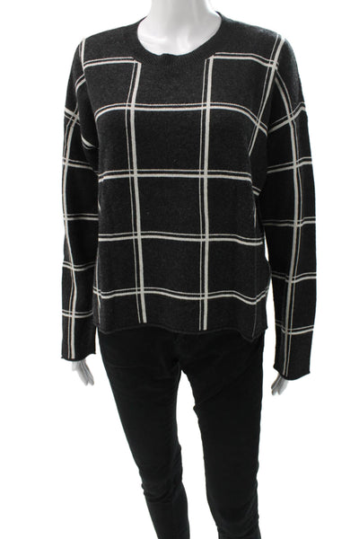 Madewell Unisex Pullover Sweater Black Check Crew Neck Long Sleeve Size M