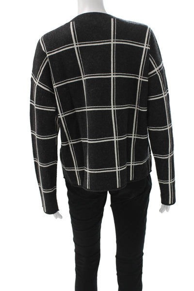 Madewell Unisex Pullover Sweater Black Check Crew Neck Long Sleeve Size M