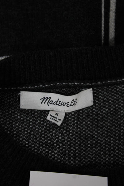 Madewell Unisex Pullover Sweater Black Check Crew Neck Long Sleeve Size M