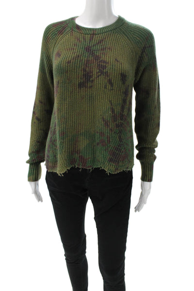 Cotton By Autumn Cashmere Unisex Green Camouflage Crewneck Pullover Size S