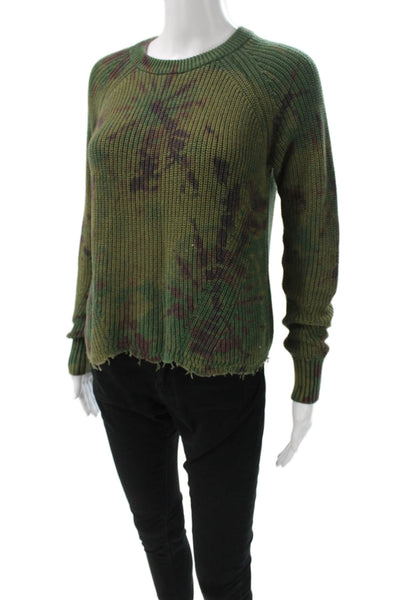 Cotton By Autumn Cashmere Unisex Green Camouflage Crewneck Pullover Size S