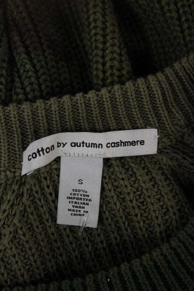 Cotton By Autumn Cashmere Unisex Green Camouflage Crewneck Pullover Size S