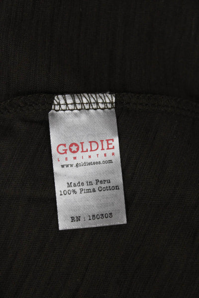 Goldie Womens Basic Brown Cotton Crew Neck Long Sleeve T-Shirt Army Size XS