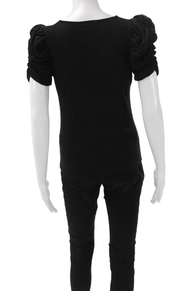 Nation LTD Womens Black V-Neck Jersey T-Shirt Cotton Short Sleeve Size XS