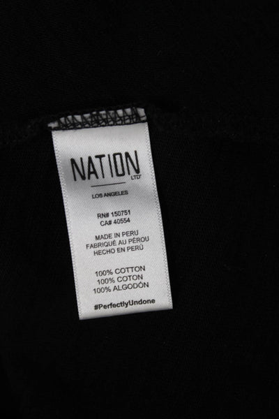 Nation LTD Womens Black V-Neck Jersey T-Shirt Cotton Short Sleeve Size XS