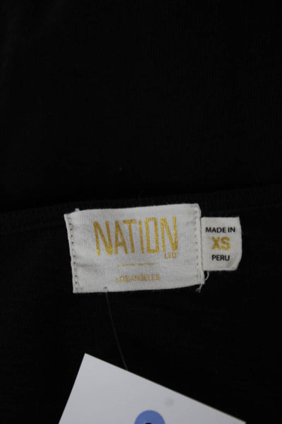 Nation LTD Womens Black V-Neck Jersey T-Shirt Cotton Short Sleeve Size XS