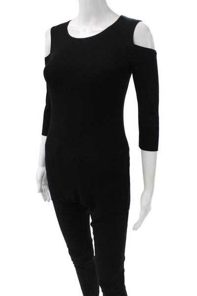 Bailey 44 Women Black 100% Cotton Tunic 3/4 Sleeve Round Neck Size XS