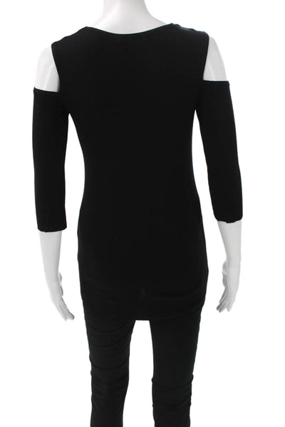 Bailey 44 Women Black 100% Cotton Tunic 3/4 Sleeve Round Neck Size XS