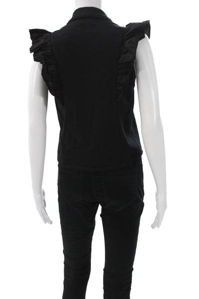 Nation LTD Womens Black Collared Sleeveless Button-Up Cotton Top Size XS