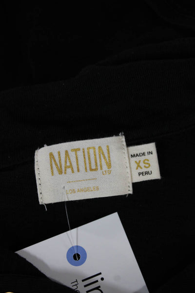 Nation LTD Womens Black Collared Sleeveless Button-Up Cotton Top Size XS