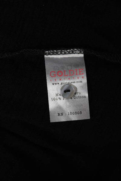Goldie Womens Black Pima Cotton Collared Button-Up Blouse Long Sleeve Size XS